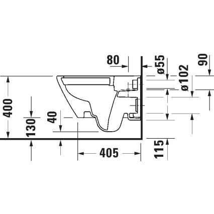 Duravit 29030900212 - Wandhängendes spülrandloses WC D-CODE, Keramik, Hochglanzweiß