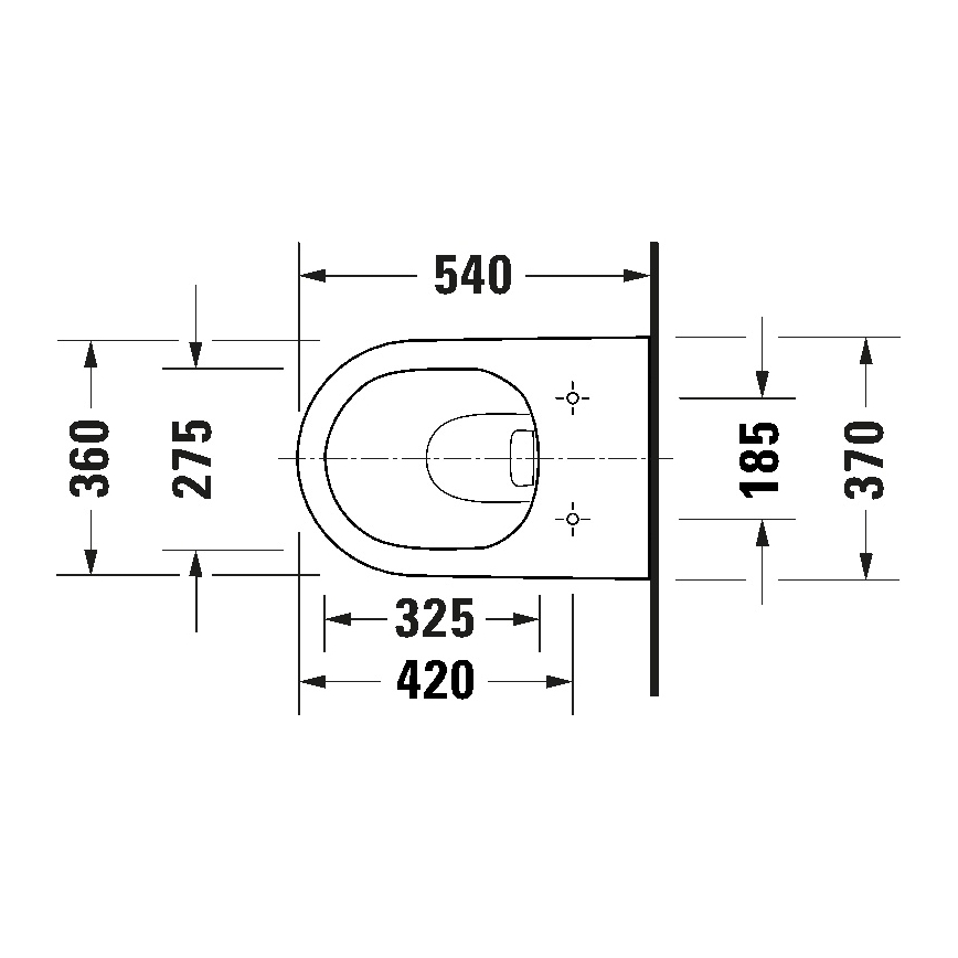 Duravit 29030900212 - Wandhängendes spülrandloses WC D-CODE, Keramik, Hochglanzweiß