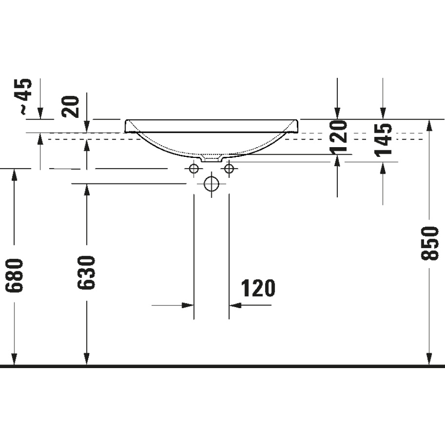 Duravit 358600079 - Einbauwaschbecken D-NEO 60x44 cm Keramik/Hochglanzweiß
