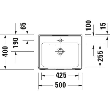Duravit 742500000 - D-NEO Wand-Waschbecken 50 x 40 cm, Keramik, glänzend weiß