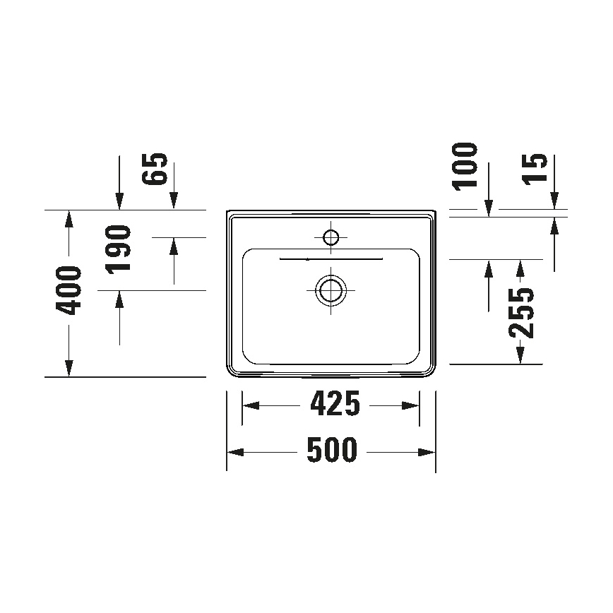 Duravit 742500060 - Wandhängendes Waschbecken D-NEO 50 x 40 cm, Keramik, hochglanzweiß