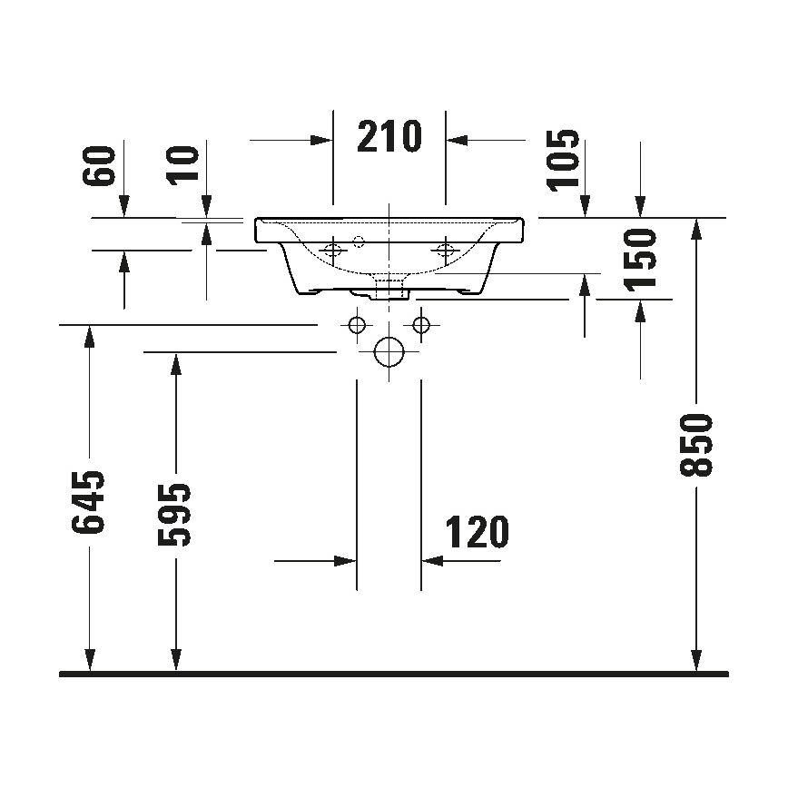 Duravit 742500060 - Wandhängendes Waschbecken D-NEO 50 x 40 cm, Keramik, hochglanzweiß