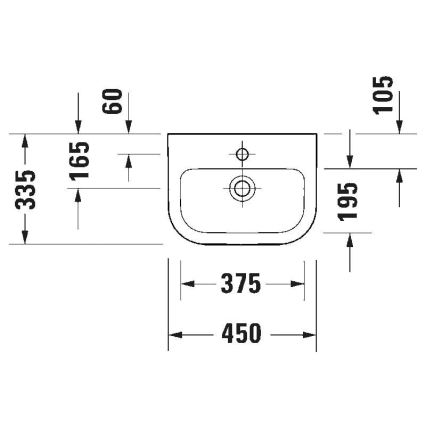 Duravit 7484500002 - Wandhängendes Waschbecken D-CODE 45x33,5 cm Keramik/glänzendes Weiß