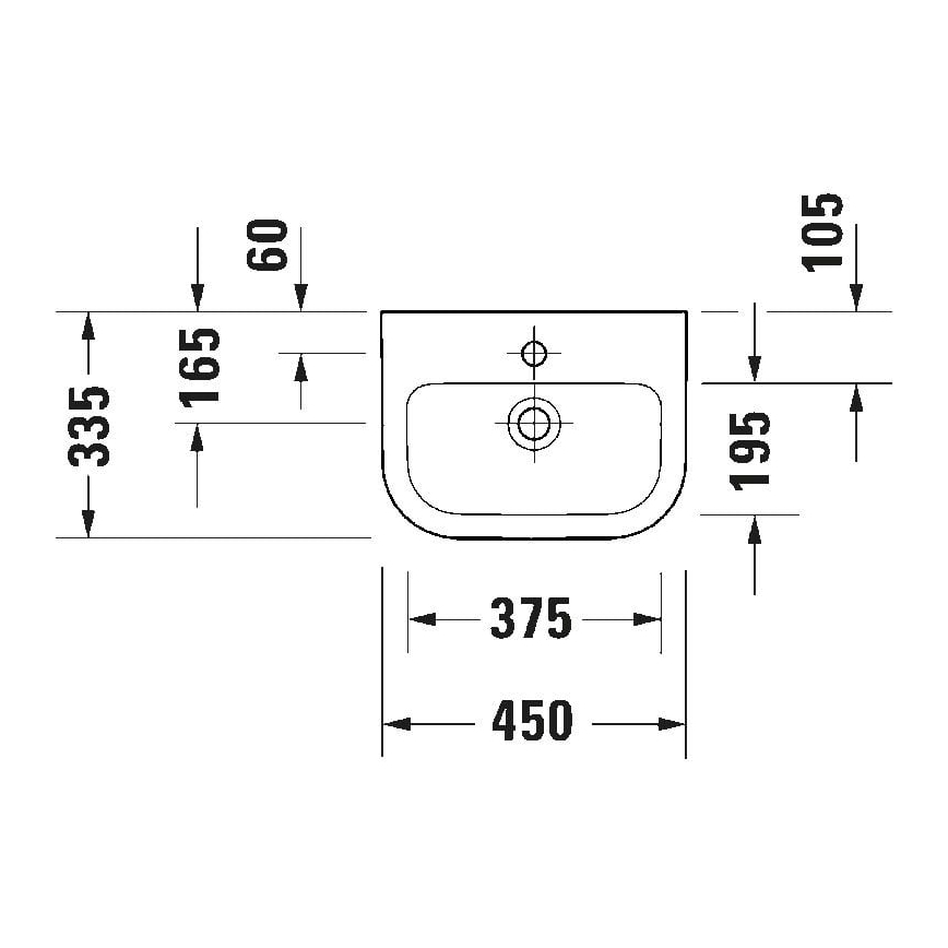 Duravit 7484500002 - Wandhängendes Waschbecken D-CODE 45x33,5 cm Keramik/glänzendes Weiß