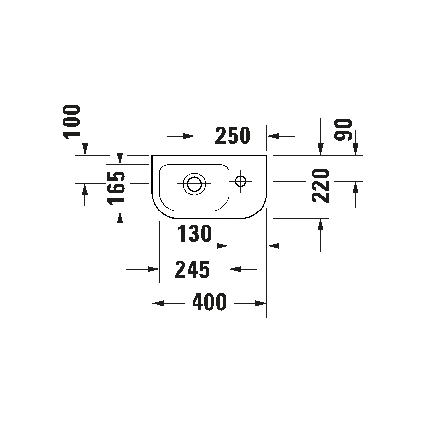 Duravit 7494000412 - Wandhängendes Waschbecken D-CODE 40 x 22 cm, Keramik / Hochglanzweiß