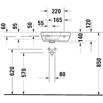 Duravit 7494000412 - Wandhängendes Waschbecken D-CODE 40 x 22 cm, Keramik / Hochglanzweiß