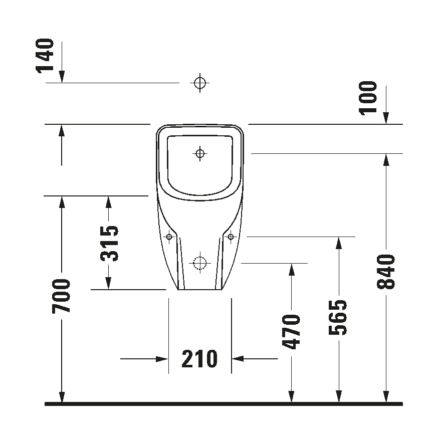 Duravit 828300000 - Urinal Rimless D-CODE, oberer Zulauf, hinterer Abgang, Keramik/glänzend weiß