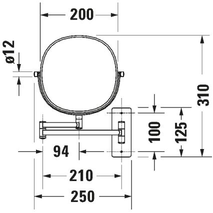 Duravit 99121000 - Wand-Kosmetikspiegel D-CODE, glänzender Chrom