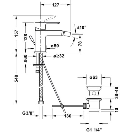 Duravit DC2400011046 - D-CODE Bidet-Armatur, matt-schwarz