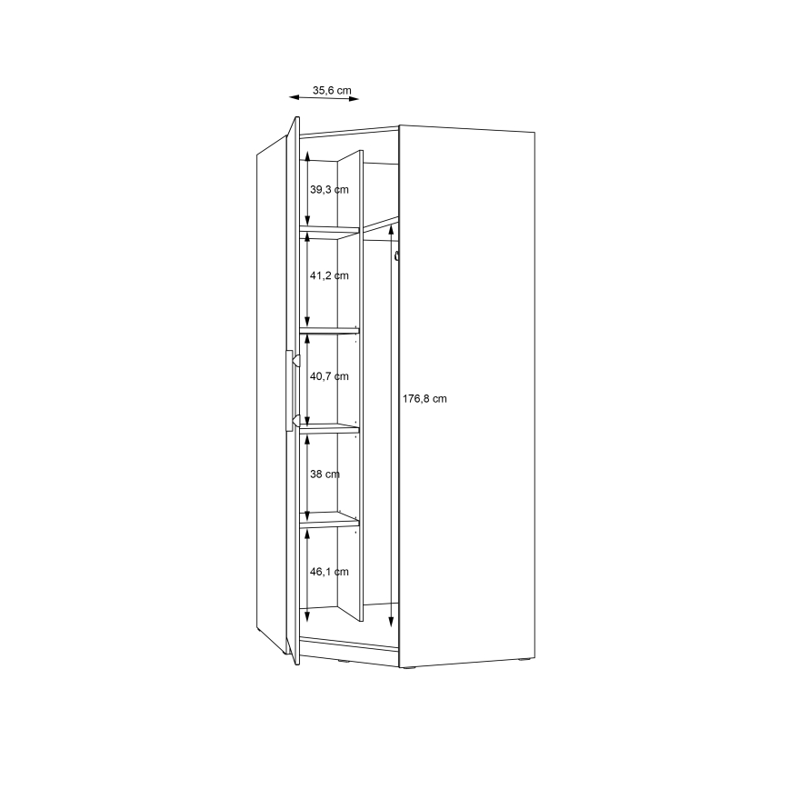 Eck-Kleiderschrank MARO 94x213 cm Artisan-Eiche