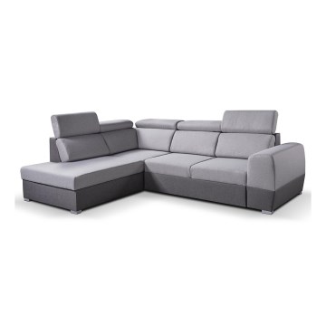Eck-Schlafsofa in L-Form mit Stauraum MATRIX, grau, links