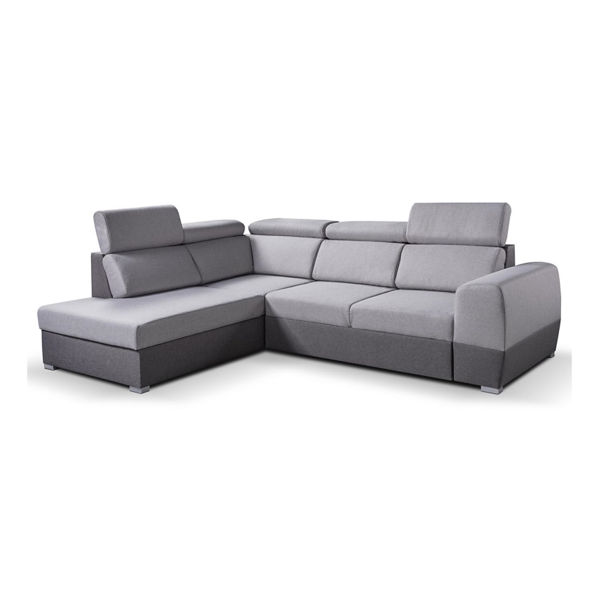 Eck-Schlafsofa in L-Form mit Stauraum MATRIX, grau, links