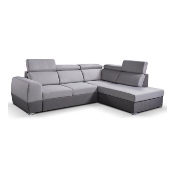 Eck-Schlafsofa in L-Form mit Stauraum MATRIX, grau, rechts