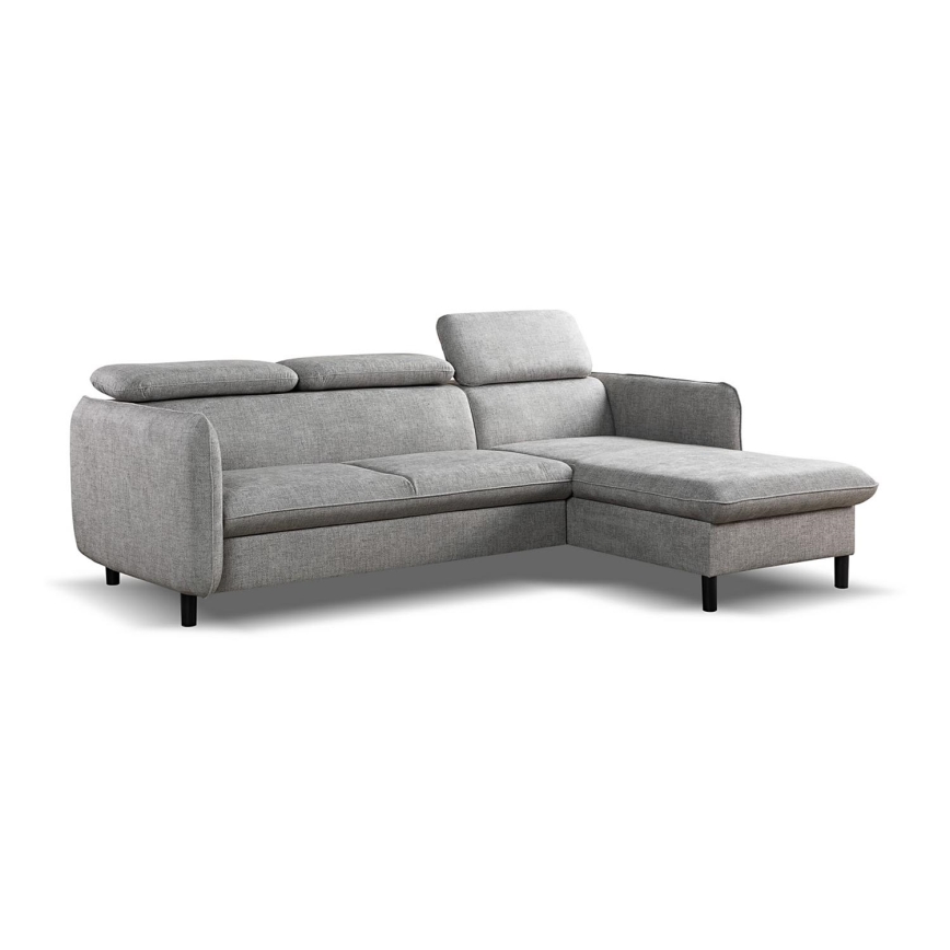 Eck-Schlafsofa in L-Form mit Stauraum NISA, grau, rechts