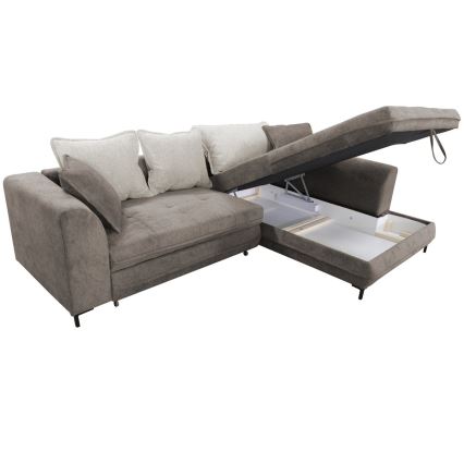 Eck-Schlafsofa mit Stauraum in L-Form LAGOA rechts taupe/grau