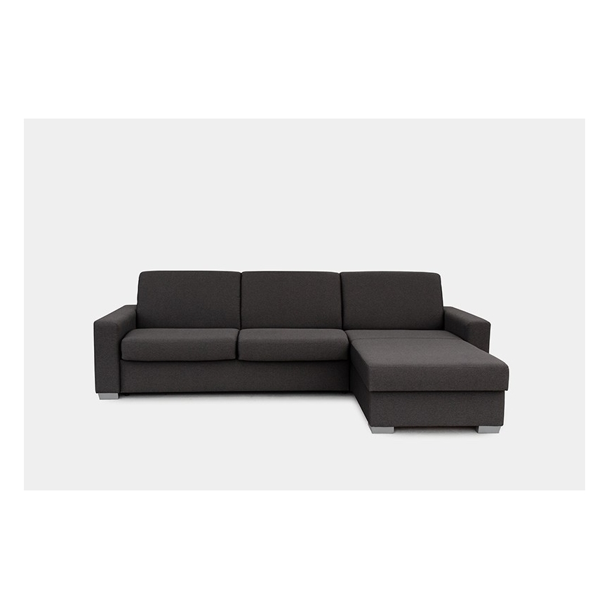 Eck-Schlafsofa zum Ausziehen für den täglichen Gebrauch mit Stauraum, L-Form, LEKA, rechts, braun