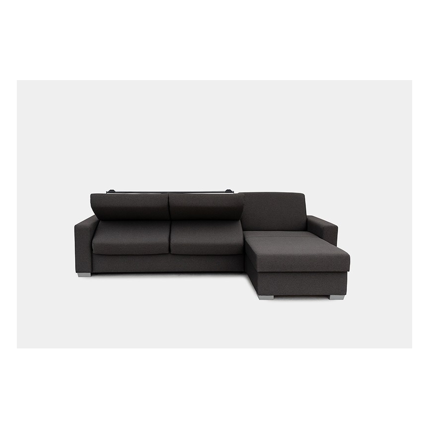 Eck-Schlafsofa zum Ausziehen für den täglichen Gebrauch mit Stauraum, L-Form, LEKA, rechts, braun