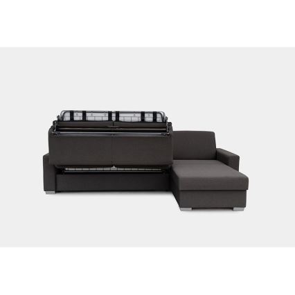 Eck-Schlafsofa zum Ausziehen für den täglichen Gebrauch mit Stauraum, L-Form, LEKA, rechts, braun