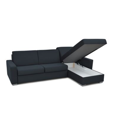 Eck-Schlafsofa mit Stauraum, L-Form, rechts, Modell LEKA, blau, für den täglichen Gebrauch