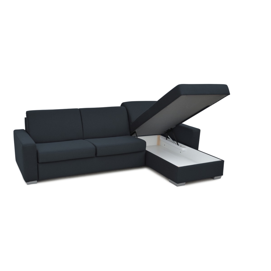 Eck-Schlafsofa mit Stauraum, L-Form, rechts, Modell LEKA, blau, für den täglichen Gebrauch