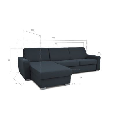 Eck-Schlafsofa mit Stauraum, ausziehbar, für den täglichen Gebrauch, L-Form LEKA links, blau
