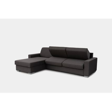 Eck-Schlafsofa mit Stauraum, L-Form, links, braun, für den täglichen Gebrauch LEKA