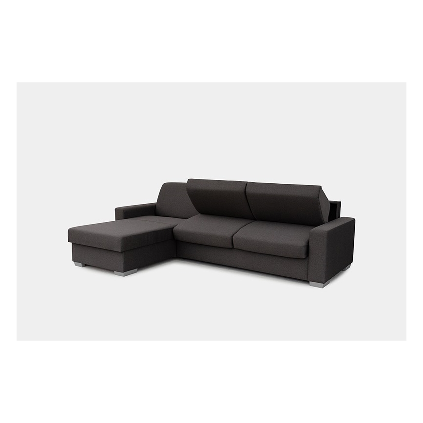 Eck-Schlafsofa mit Stauraum, L-Form, links, braun, für den täglichen Gebrauch LEKA