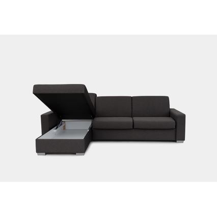 Eck-Schlafsofa mit Stauraum, L-Form, links, braun, für den täglichen Gebrauch LEKA