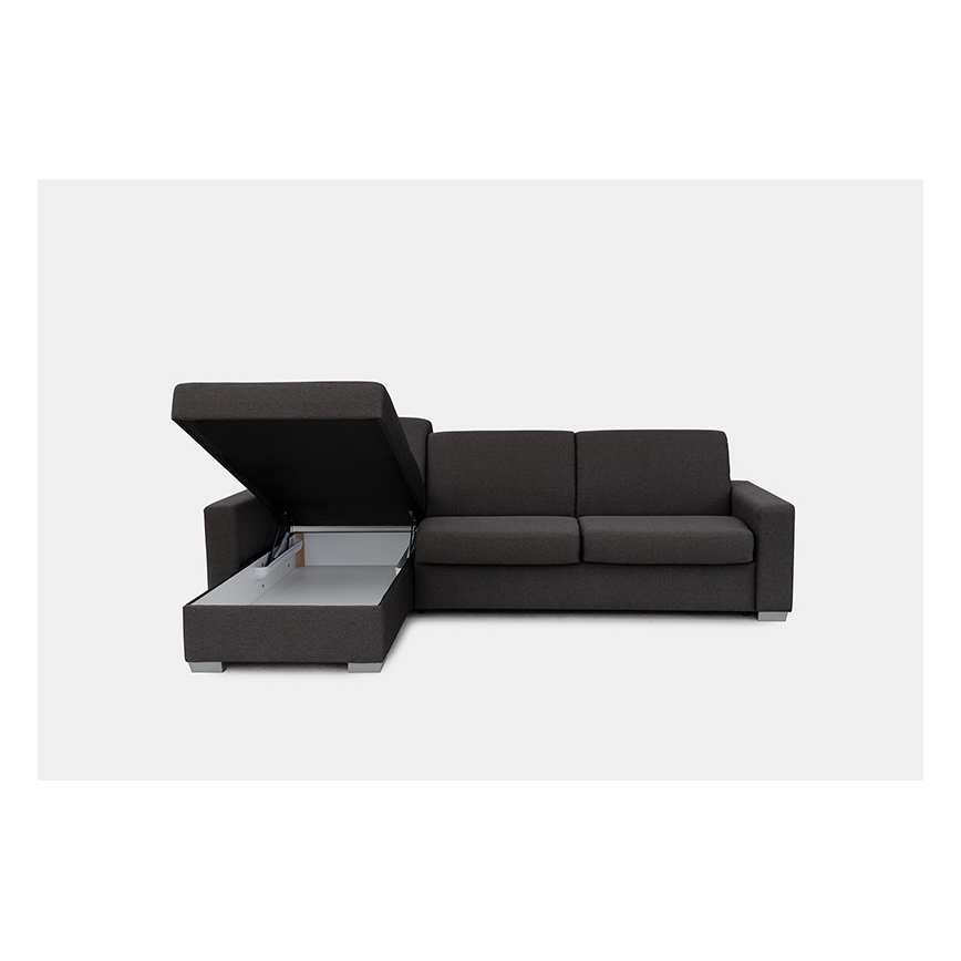 Eck-Schlafsofa mit Stauraum, L-Form, links, braun, für den täglichen Gebrauch LEKA
