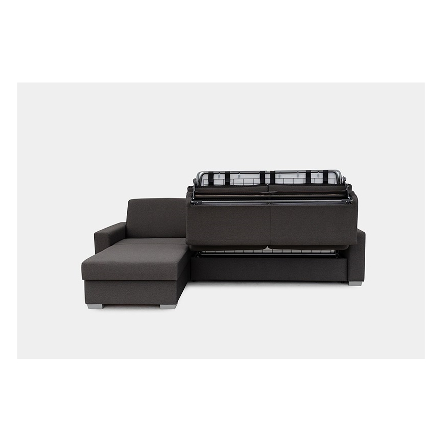 Eck-Schlafsofa mit Stauraum, L-Form, links, braun, für den täglichen Gebrauch LEKA