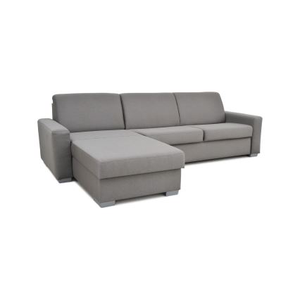 Eck-Schlafsofa zum Ausklappen für den täglichen Gebrauch mit Stauraum, L-Form LEKA links, grau