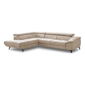 Eck-Schlafsofa mit Stauraum in L-Form BRESCIA links, beige