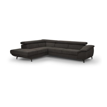 Eck-Schlafsofa mit Stauraum in L-Form BRESCIA links, braun