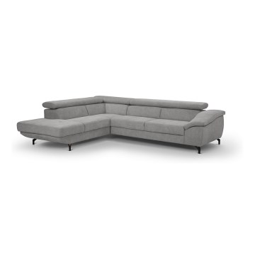 Eck-Schlafsofa mit Stauraum in L-Form BRESCIA links, grau