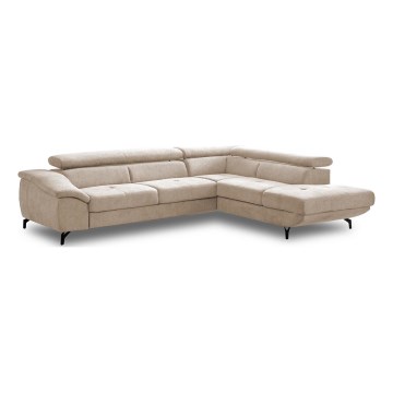 Eck-Schlafsofa mit Stauraum in L-Form BRESCIA, rechts, beige
