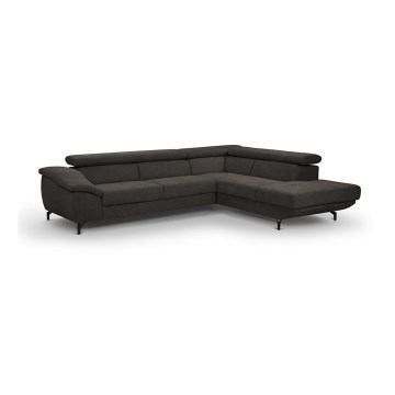 Eck-Schlafsofa mit Stauraum in L-Form BRESCIA, rechts, braun