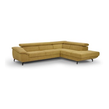 Eck-Schlafsofa mit Stauraum in L-Form BRESCIA, rechts, gelb