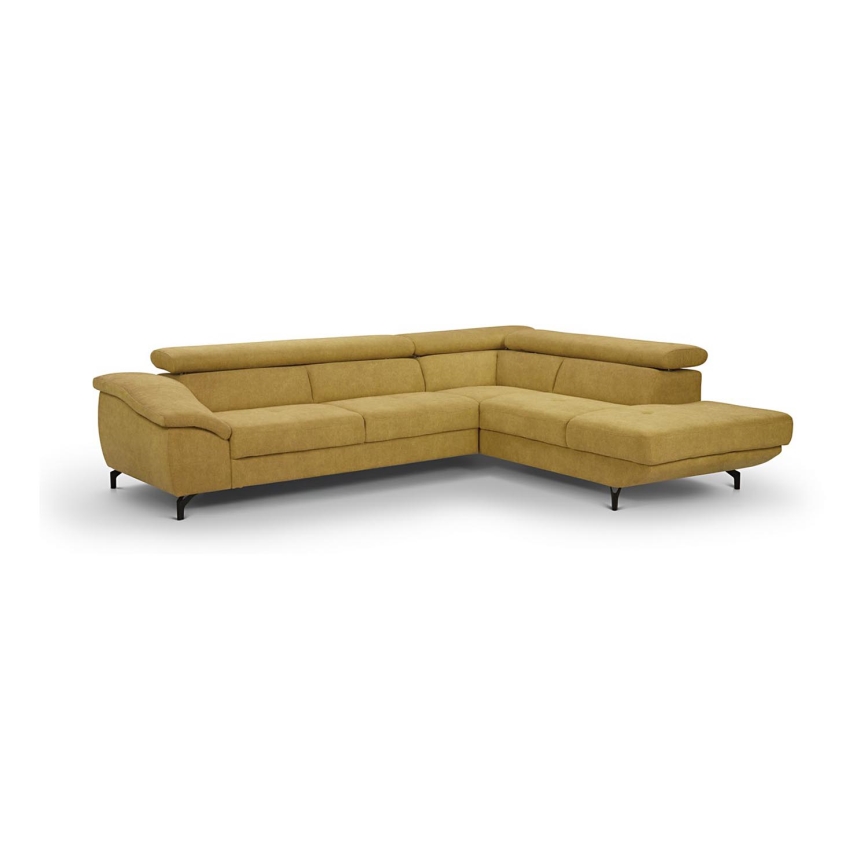 Eck-Schlafsofa mit Stauraum in L-Form BRESCIA, rechts, gelb