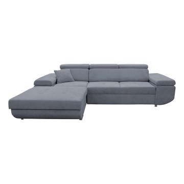 Eck-Schlafsofa mit Stauraum in L-Form CASTELO links, dunkelgrau