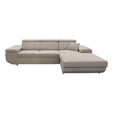 Eck-Schlafsofa mit Stauraum in L-Form CASTELO, rechts, grau