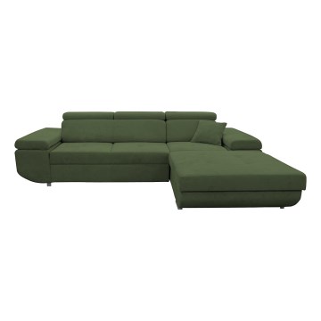 Eck-Schlafsofa mit Stauraum in L-Form CASTELO, rechts, grün