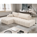 Eck-Schlafsofa mit Stauraum in L-Form DESIO links, beige