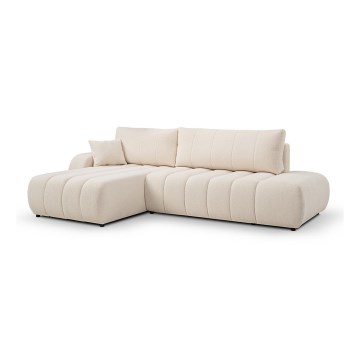 Eck-Schlafsofa mit Stauraum in L-Form DESIO links, beige
