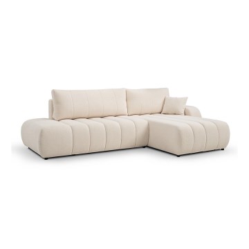 Eck-Schlafsofa mit Stauraum in L-Form DESIO, rechts, beige