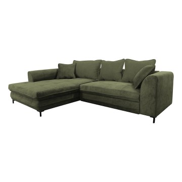 Eck-Schlafsofa mit Stauraum in L-Form LAGOA links grün
