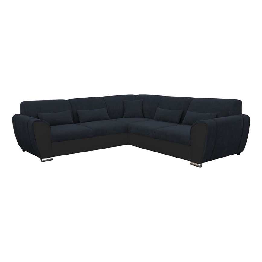 Eck-Schlafsofa mit Stauraum in L-Form VISEU links anthrazit/schwarz