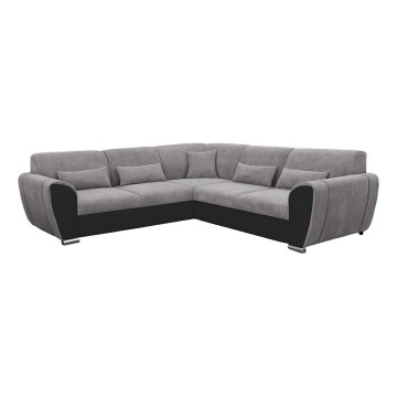 Eck-Schlafsofa mit Stauraum in L-Form VISEU links, grau/schwarz