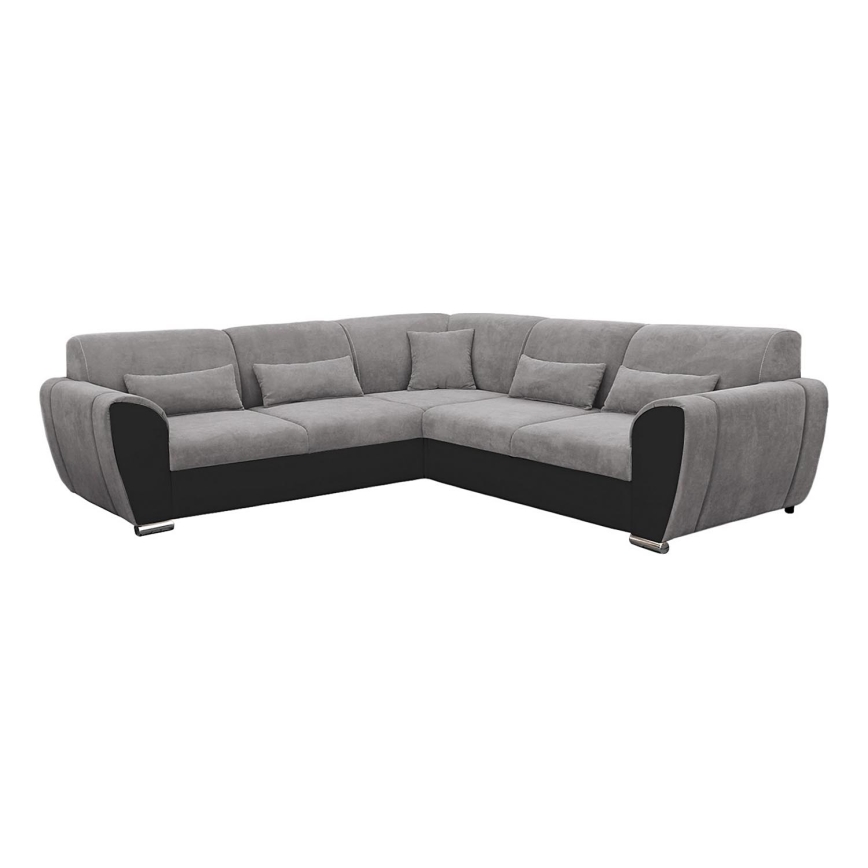 Eck-Schlafsofa mit Stauraum in L-Form VISEU links, grau/schwarz