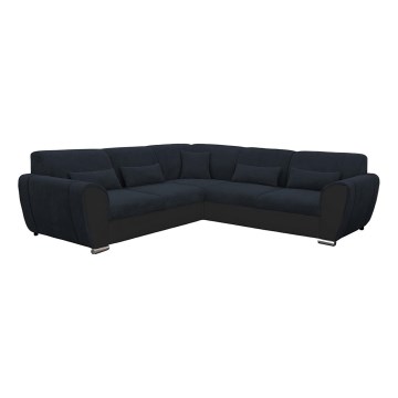 Eck-Schlafsofa mit Stauraum in L-Form VISEU, rechts, Anthrazit/Schwarz