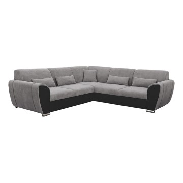 Eck-Schlafsofa mit Stauraum in L-Form VISEU, rechts, grau/schwarz